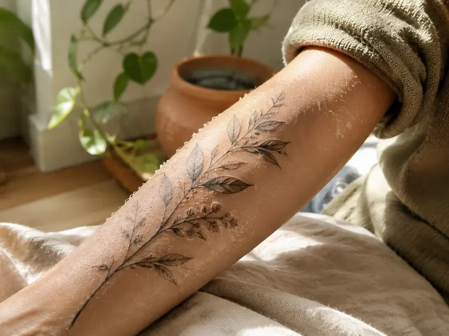 Normal tattoo peeling during the healing process