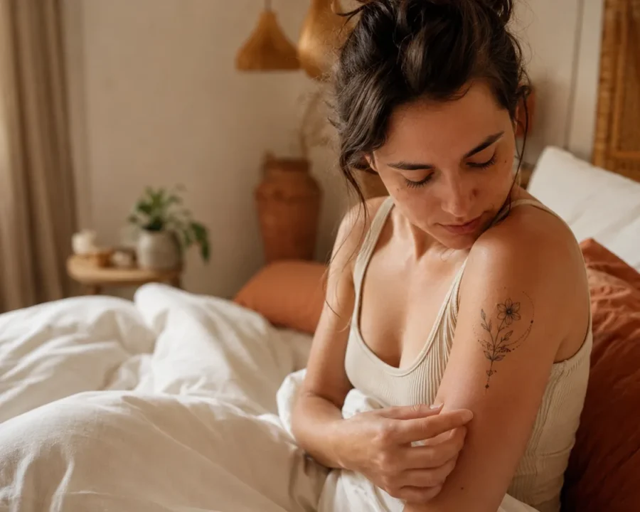 Tattoo stuck to the sheets during overnight healing